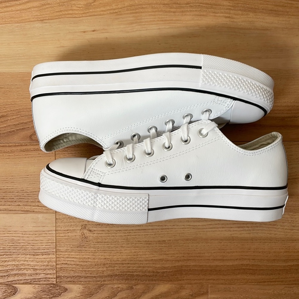 White leather platform converse all star